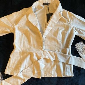 Linen wrap around tassel jacket/top